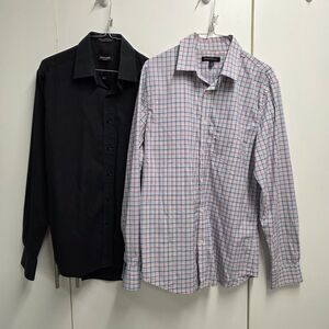 Banana Republic Pierre Cardin Men’s M Shirts Corporate Core Plaid Black 2pc